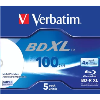 VERBATIM BD-R XL (pachet de 5) Blu-Ray / Jewel / DL / 4x / 100 GB / LATĂ SUPRAFAȚĂ ALBĂ CU JET DE CERNEALE PRINTĂBILĂ HARDCOAT VERBATIM BD-R XL (pachet de 5) Blu-Ray / Jewel / DL / 4x / 100 GB / LATĂ SUPRAFAȚĂ ALBĂ CU JET DE CERNEALE PRINTĂBILĂ HARDCOAT