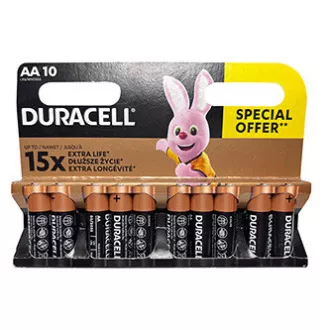Baterii alcaline AA de unică folosință Duracell BASIC, pachet de 10