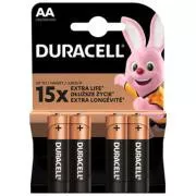 Baterii alcaline AA de unică folosință Duracell, pachet de 4