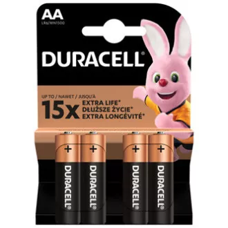 Baterii alcaline AA de unică folosință Duracell, pachet de 4