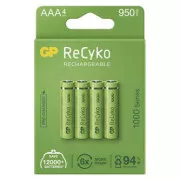 Baterie reîncărcabilă, AAA (HR03), 1,2 V, 950 mAh, GP, cutie de hârtie, pachet de 4, ReCyko