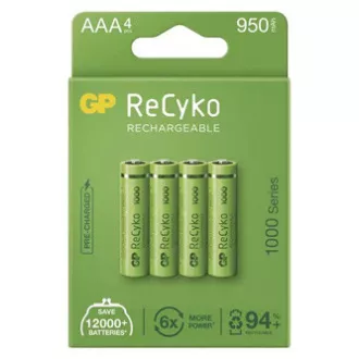Baterie reîncărcabilă, AAA (HR03), 1,2 V, 950 mAh, GP, cutie de hârtie, pachet de 4, ReCyko