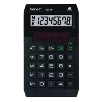 Calculator Rebell ECO 10, negru, buzunar, opt cifre