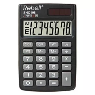 Calculator Rebell RE-SHC108 BX, RE-SHC100N BX, negru, buzunar, opt cifre Calculator Rebell RE-SHC108 BX, RE-SHC100N BX, negru, buzunar, opt cifre