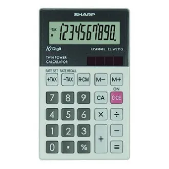 Calculator Sharp EL-W211GGY, gri, buzunar, zece cifre