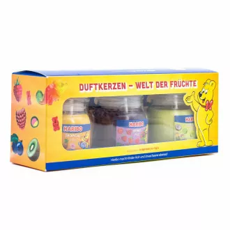 cutie - Set de lumânări Haribo Mix de fructe de pădure/Cocos și lime/Distracție tropicală 3 x 85 g cutie - Set de lumânări Haribo Mix de fructe de pădure/Cocos și lime/Distracție tropicală 3 x 85 g