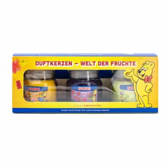 cutie - Set de lumânări Haribo Mix de fructe de pădure/Cocos și lime/Distracție tropicală 3 x 85 g cutie - Set de lumânări Haribo Mix de fructe de pădure/Cocos și lime/Distracție tropicală 3 x 85 g