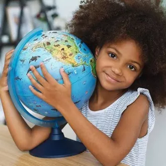 Alaysky Globe 25 cm Glob zoogeografic pentru copii preșcolari, etichete în limba engleză