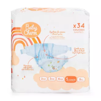 Baby Charm Super Dry Flex mărimea 5 Junior, 11-16 kg (34 buc) Baby Charm Super Dry Flex mărimea 5 Junior, 11-16 kg (34 buc)