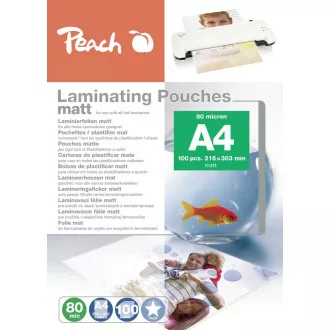 Folie de laminare PEACH A4 (216x303mm), 80mic, mată, 100 buc Folie de laminare PEACH A4 (216x303mm), 80mic, mată, 100 buc