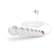 Cablu prelungitor CONNECT IT 230 V, 6 prize, 5 m, cu întrerupător (alb)