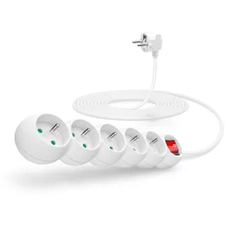 Cablu prelungitor CONNECT IT 230 V, 5 prize, 5 m, cu întrerupător (alb) Cablu prelungitor CONNECT IT 230 V, 5 prize, 5 m, cu întrerupător (alb)