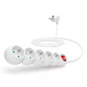 Cablu prelungitor CONNECT IT 230 V, 5 prize, 3 m, cu întrerupător (alb)