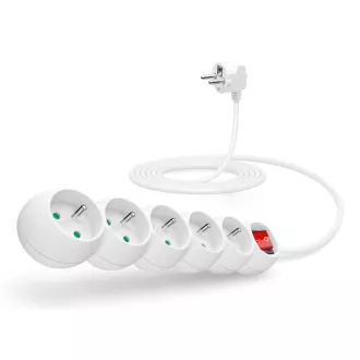 Cablu prelungitor CONNECT IT 230 V, 5 prize, 3 m, cu întrerupător (alb) Cablu prelungitor CONNECT IT 230 V, 5 prize, 3 m, cu întrerupător (alb)