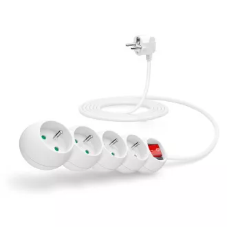 Cablu prelungitor CONNECT IT 230 V, 4 prize, 3 m, cu întrerupător (alb) Cablu prelungitor CONNECT IT 230 V, 4 prize, 3 m, cu întrerupător (alb)