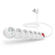 Cablu prelungitor CONNECT IT 230 V, 6 prize, 2 m, cu întrerupător (alb)