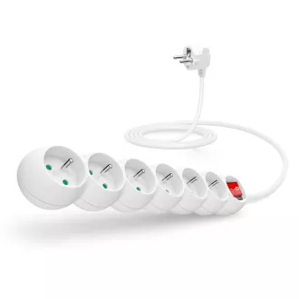 Cablu prelungitor CONNECT IT 230 V, 6 prize, 2 m, cu întrerupător (alb)