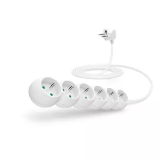 Cablu prelungitor CONNECT IT 230 V, 6 prize, 3 m, fără întrerupător (alb)
