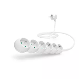 Cablu prelungitor CONNECT IT 230 V, 6 prize, 2 m, fără întrerupător (alb)