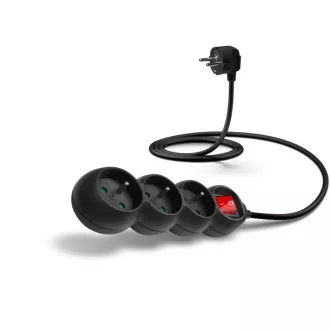 Cablu prelungitor CONNECT IT 230 V, 3 prize, 1,5 m, cu întrerupător (negru)