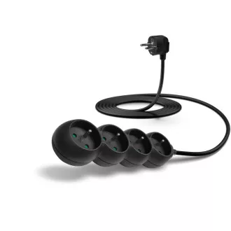 Cablu prelungitor CONNECT IT 230 V, 4 prize, 3 m, fără întrerupător (negru)