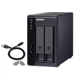 Carcasă externă QNAP cu 2 bay-uri pentru HDD SATA de 3,5" și USB 3.1 Gen2, RAID hardware tip C, 10 Gbps. Cablu USB-C la USB-A inclus. Unitate de expansiune