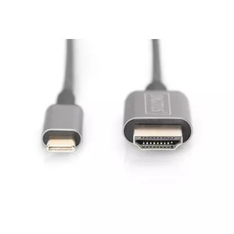 Adaptor cablu Digitus USB-C la HDMI, 1,8 m 4K/30 Hz, negru, capac metalic