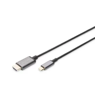 Adaptor cablu Digitus USB-C la HDMI, 1,8 m 4K/30 Hz, negru, capac metalic