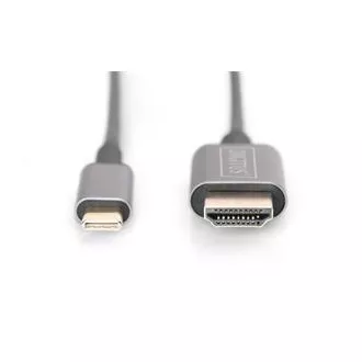 Adaptor cablu Digitus USB-C la HDMI, 1,8 m 4K/30 Hz, negru, capac metalic