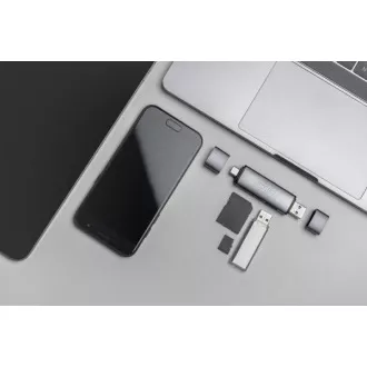 Cititor de carduri OTG dublu Digitus (USB-C + USB 3.0) 1x SD, 1x MicroSD, 1x USB 3.0, gri