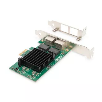 Cardul Digitus Gigabit Ethernet PCI Express Port dublu Suport cu profil redus pe 32 de biți Chipset Intel