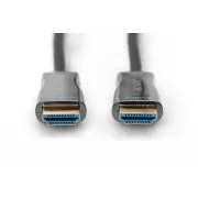 Cablu de conectare Digitus HDMI AOC cu fibră hibridă, tip AM/M, 15 m, UHD 4K@60 Hz, CE, auriu, alb