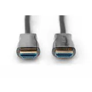 Cablu de conectare Digitus HDMI AOC cu fibră hibridă, tip AM/M, 10 m, UHD 4K@60 Hz, CE, auriu, alb
