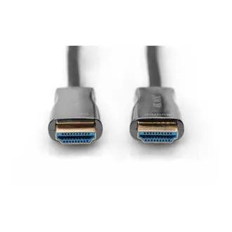 Cablu de conectare Digitus HDMI AOC cu fibră hibridă, tip AM/M, 10 m, UHD 4K@60 Hz, CE, auriu, alb