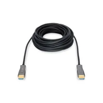 Cablu de conectare Digitus HDMI AOC cu fibră hibridă, tip AM/M, 10 m, UHD 4K@60 Hz, CE, auriu, alb