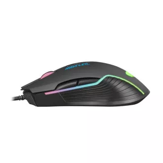 Mouse de gaming Fury Hustler, gaming, 6400DPI, USB, optic, cu fir, RGB, 7 butoane, lungime cablu 1.6m, negru