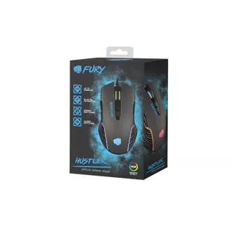 Mouse de gaming Fury Hustler, gaming, 6400DPI, USB, optic, cu fir, RGB, 7 butoane, lungime cablu 1.6m, negru