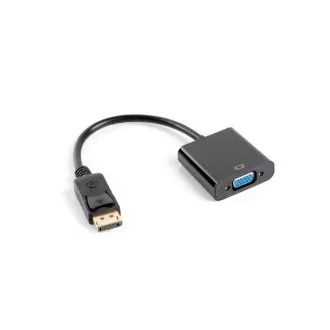 Adaptor LANBERG DisplayPort 1.1 la VGA, M/F, cablu 20 cm, negru