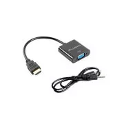 Adaptor LANBERG HDMI (M) la VGA (F)   cablu Minijack 3,5 mm (F) 20cm