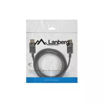 Cablu de conexiune LANBERG DisplayPort 1.2 M/M, 4K@60Hz, lungime 1,8 m, negru, cu zăvor, conectori placați cu aur