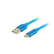 LANBERG Cablu USB-C (M) la USB-A (M) 2.0 de 1,8 m, albastru, încărcare rapidă 3.0