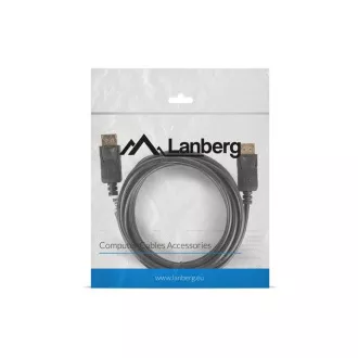 LANBERG Cablu de conexiune DisplayPort 1.2 M/M, 4K@60Hz, lungime 3m, negru, cu zăvor, conectori placați cu aur LANBERG Cablu de conexiune DisplayPort 1.2 M/M, 4K@60Hz, lungime 3m, negru, cu zăvor, conectori placați cu aur