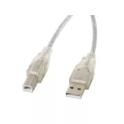 LANBERG Cablu USB-A (M) la USB-B (M) 2.0 LANBERG USB-A (M) la USB-B (M) 2.0 1,8m, transparent