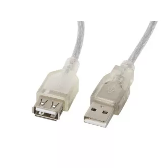 LANBERG Cablu USB-A M/F 2.0 LANBERG USB-A M/F 2.0 1,8m, transparent