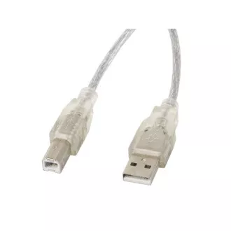 LANBERG Cablu USB-A (M) la USB-B (M) 2.0 de 3 m, transparent LANBERG Cablu USB-A (M) la USB-B (M) 2.0 de 3 m, transparent
