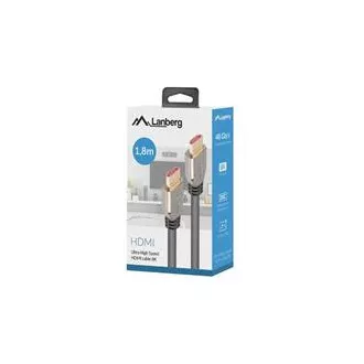 Cablu LANBERG Ultra High Speed HDMI 2.1, 48 Gbps, 8K@60Hz, 5K@120Hz, lungime 1,8m, negru, conectori placați cu aur Cablu LANBERG Ultra High Speed HDMI 2.1, 48 Gbps, 8K@60Hz, 5K@120Hz, lungime 1,8m, negru, conectori placați cu aur