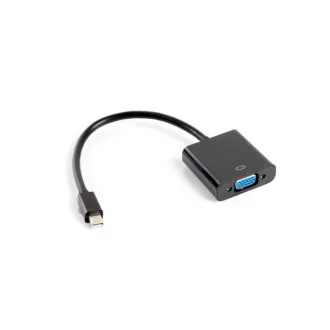 Adaptor LANBERG mini DisplayPort 1.2 la VGA, M/F, cablu 20 cm, negru Adaptor LANBERG mini DisplayPort 1.2 la VGA, M/F, cablu 20 cm, negru