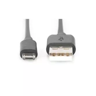 Cablu USB 2.0 Digitus USB A tată la USB micro B tată, 2x ecranat, Cupru, 1m