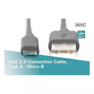 Cablu USB 2.0 Digitus USB A tată la USB micro B tată, 2x ecranat, Cupru, 1m