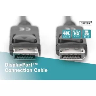 Cablu de conectare Digitus DisplayPort 1.2, DP M/M, 2,0 m, cu zăvor, Ultra HD 4K, negru